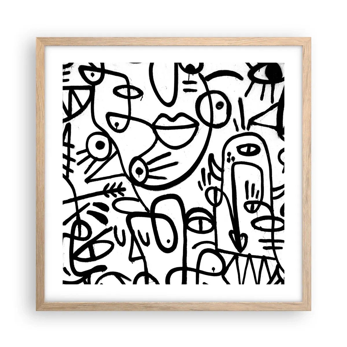 Póster en marco roble claro - Rostros y espejismos - 50x50 cm