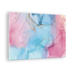 Cuadro sobre vidrio - Impresiones sobre Vidrio - Encuentro e interpenetración - 70x50cm - Reuniones y encuentros de colores - Decoración de pared moderna para salón y dormitorio ARTTOR