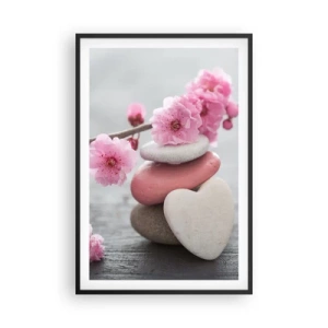 Póster en marco negro - Felicidad con la flor del cerezo - 61x91 cm
