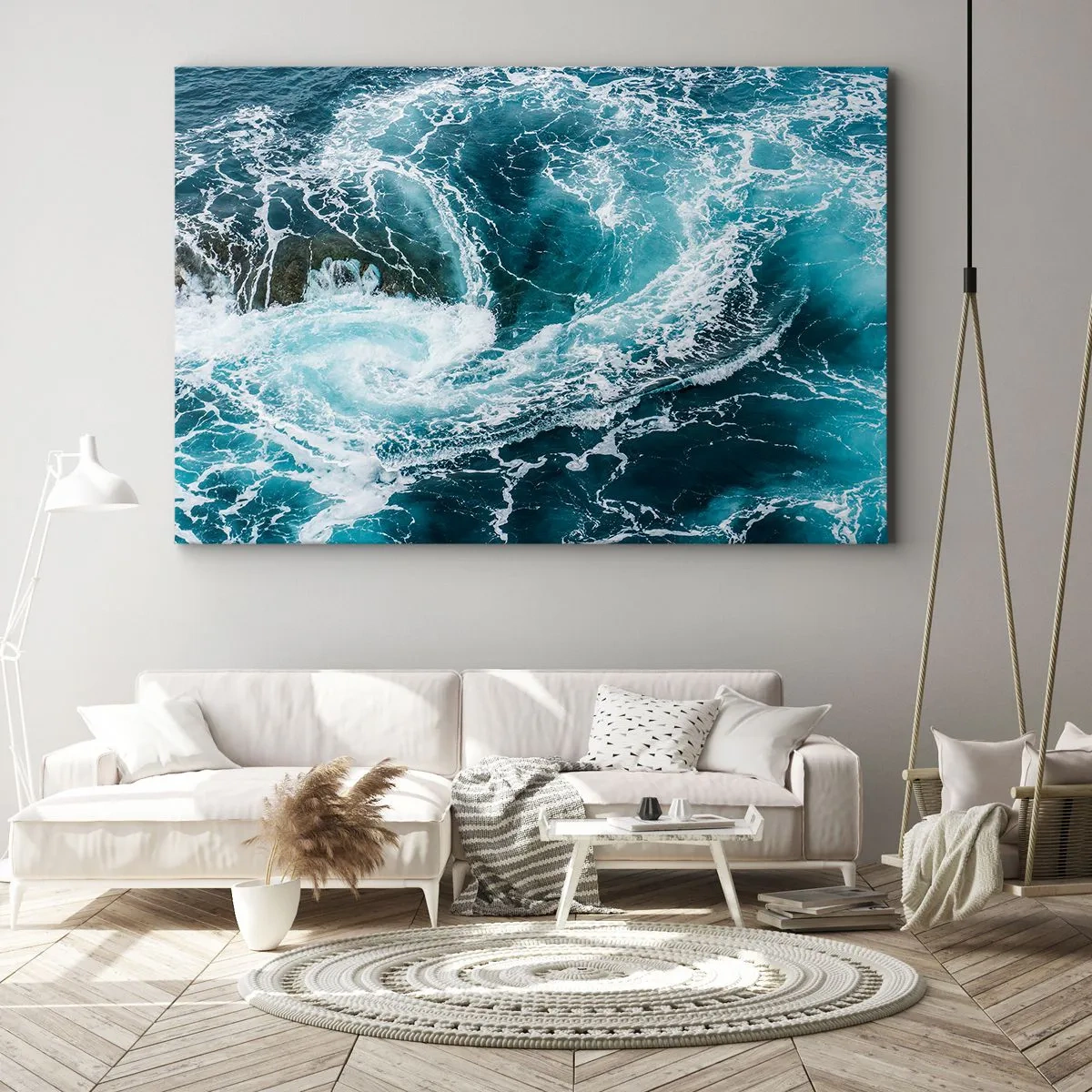 Cuadro sobre lienzo - Impresión de Imagen - Remolino oceánico dinámico - 70x50cm - Torbellino al núcleo de la Tierra - Decoración de pared moderna para salón y dormitorio ARTTOR