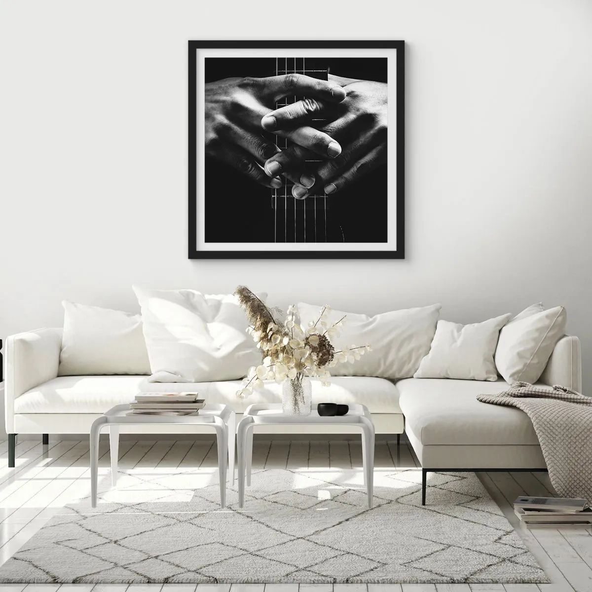 Póster en marco negro - La oración del artista - 50x50 cm