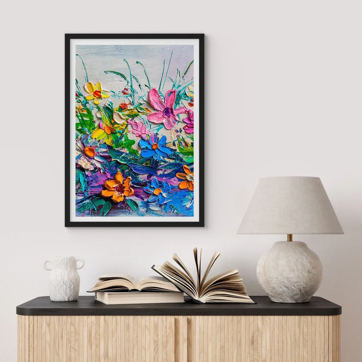 Póster en marco negro - La energía de las flores - 40x50 cm