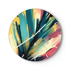 Reloj de pared - Reloj de vidrio - Una explosión de colores al estilo de pinceladas expresivas. - 30x30cm - Composición - una explosión de alegría - Decoración de pared moderna para salón, cocina y dormitorio ARTTOR