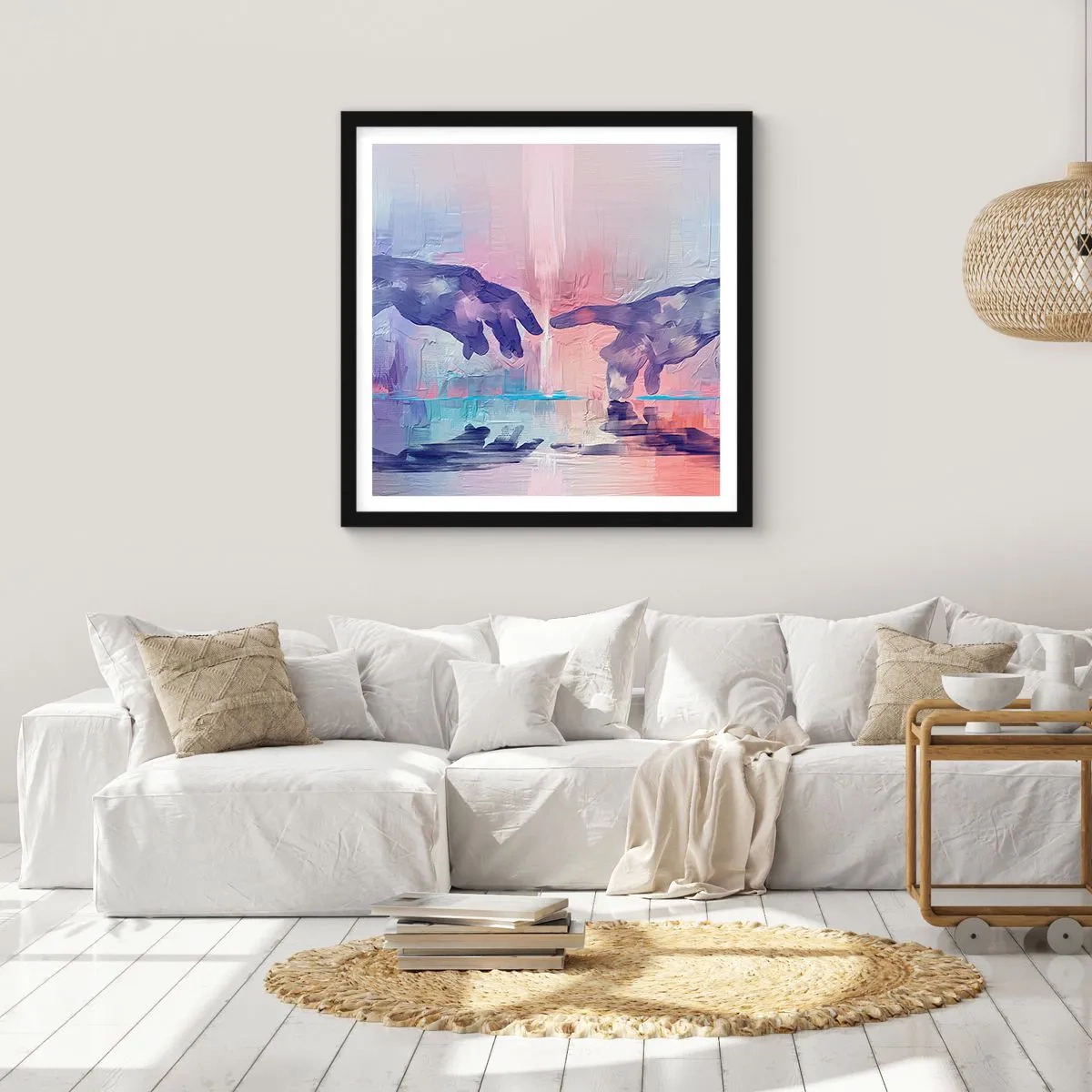 Póster en marco negro - Chispa divina de vida - 60x60 cm