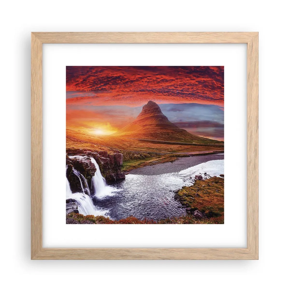Póster en marco roble claro - Una vista de la Tierra Media - 30x30 cm