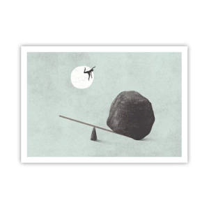 Póster - Una escena simbólica con una figura y un equilibrio contra un cielo brillante. - 100x70cm - Un sueño hecho realidad - Decoración de pared moderna para salón y dormitorio ARTTOR