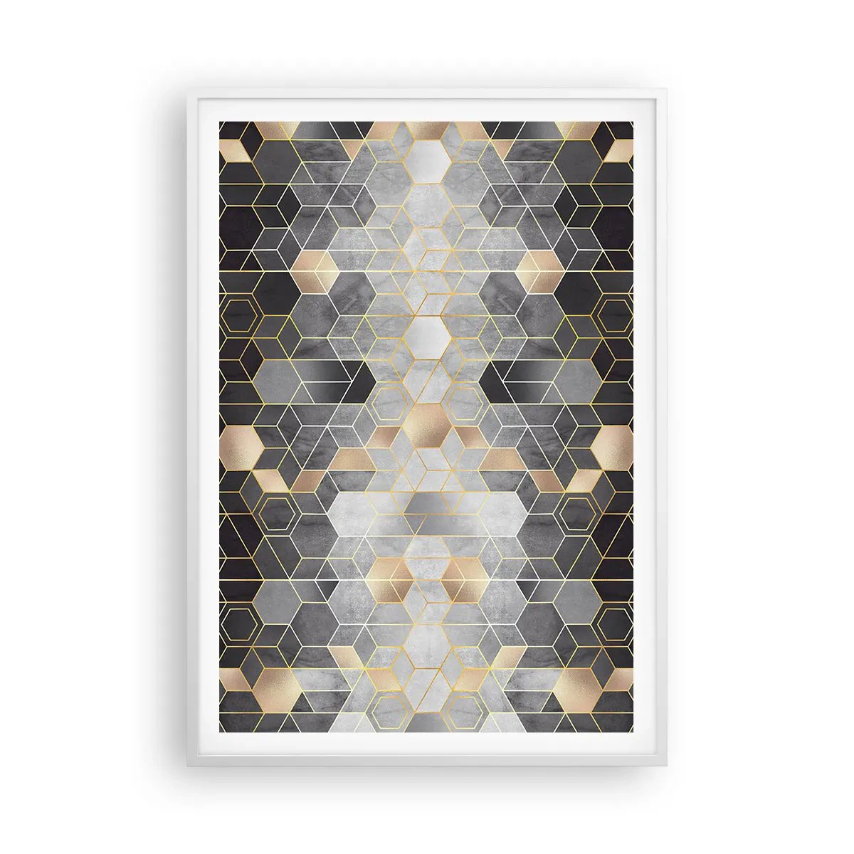 Póster en marco blanco - Composición de diamantes - 70x100 cm