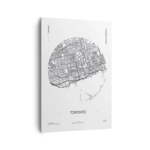 Cuadro sobre lienzo - Impresión de Imagen - Un mapa de Toronto en un estilo minimalista en blanco y negro - 70x100cm - Anatomía de Toronto - Decoración de pared moderna para salón y dormitorio ARTTOR
