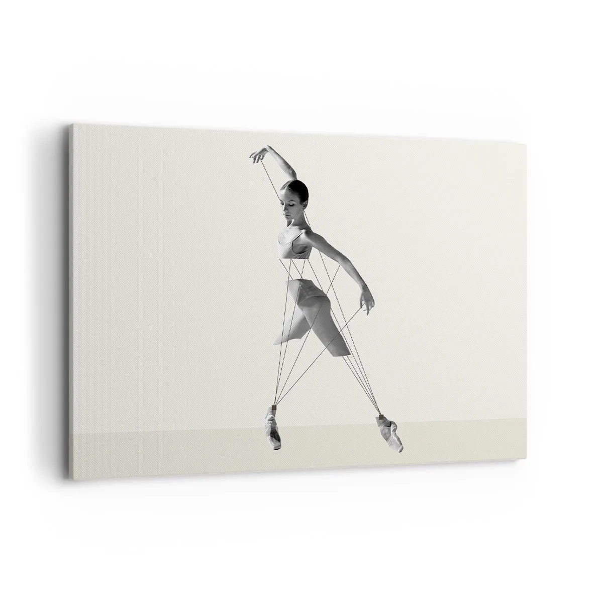 Cuadro sobre lienzo - Impresión de Imagen - Bailarina en interpretación geométrica con líneas. - 100x70cm - Títere de sí misma - Decoración de pared moderna para salón y dormitorio ARTTOR