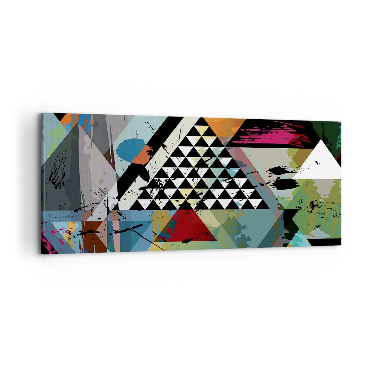 Cuadro sobre lienzo - Impresión de Imagen - Una composición abstracta de formas geométricas y colores. - 120x50cm - Qué sencillo es - Decoración de pared moderna para salón y dormitorio ARTTOR