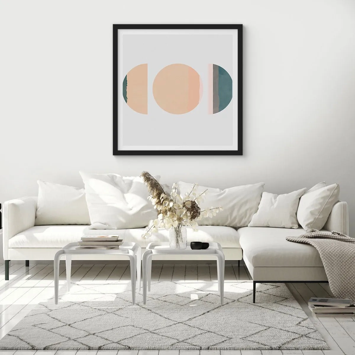 Póster en marco negro - Círculo tras círculo - 60x60 cm