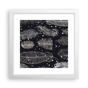 Póster en marco blanco - Encaje de plumas - 30x30 cm