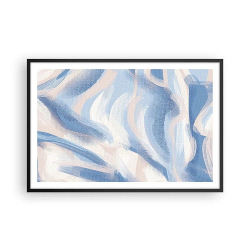 Póster en marco negro - Ondas azules - 91x61 cm