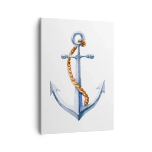 Cuadro sobre lienzo - Impresión de Imagen - Ancla con cuerda en estilo acuarela - 50x70cm - ¡Ah, aventura! - Decoración de pared moderna para salón y dormitorio ARTTOR