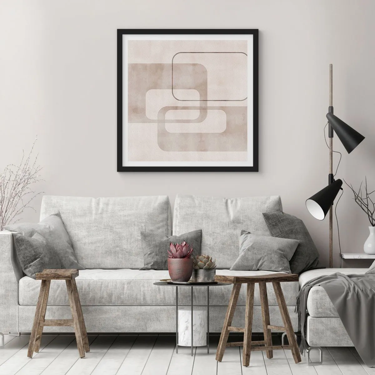 Póster en marco negro - Fuga geométrica - 30x30 cm