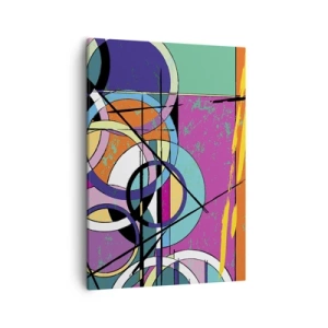 Cuadro sobre lienzo - Impresión de Imagen - Abstracción colorida con círculos geométricos. - 50x70cm - Círculo sobre círculo - Decoración de pared moderna para salón y dormitorio ARTTOR