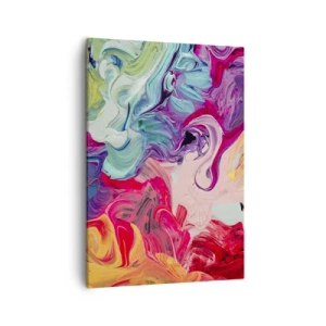 Cuadro sobre lienzo - Impresión de Imagen - Una composición abstracta con colores vibrantes y arremolinados y una estructura dinámica. - 50x70cm - El nacimiento de los colores - Decoración de pared moderna para salón y dormitorio ARTTOR