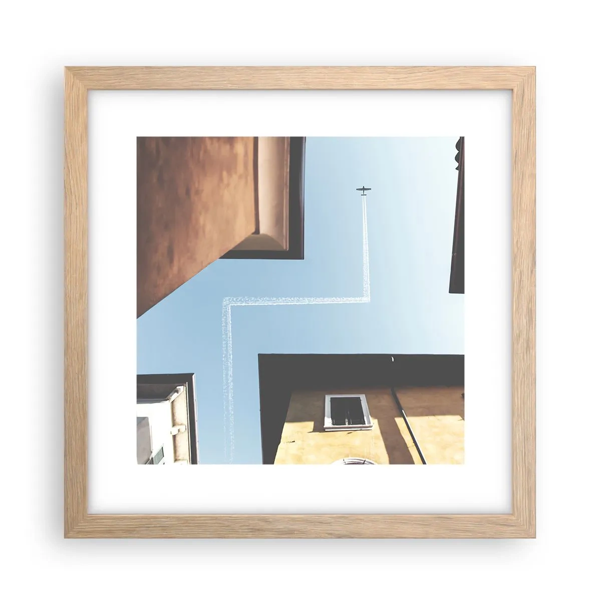 Póster en marco roble claro - Por encima del laberinto urbano - 30x30 cm