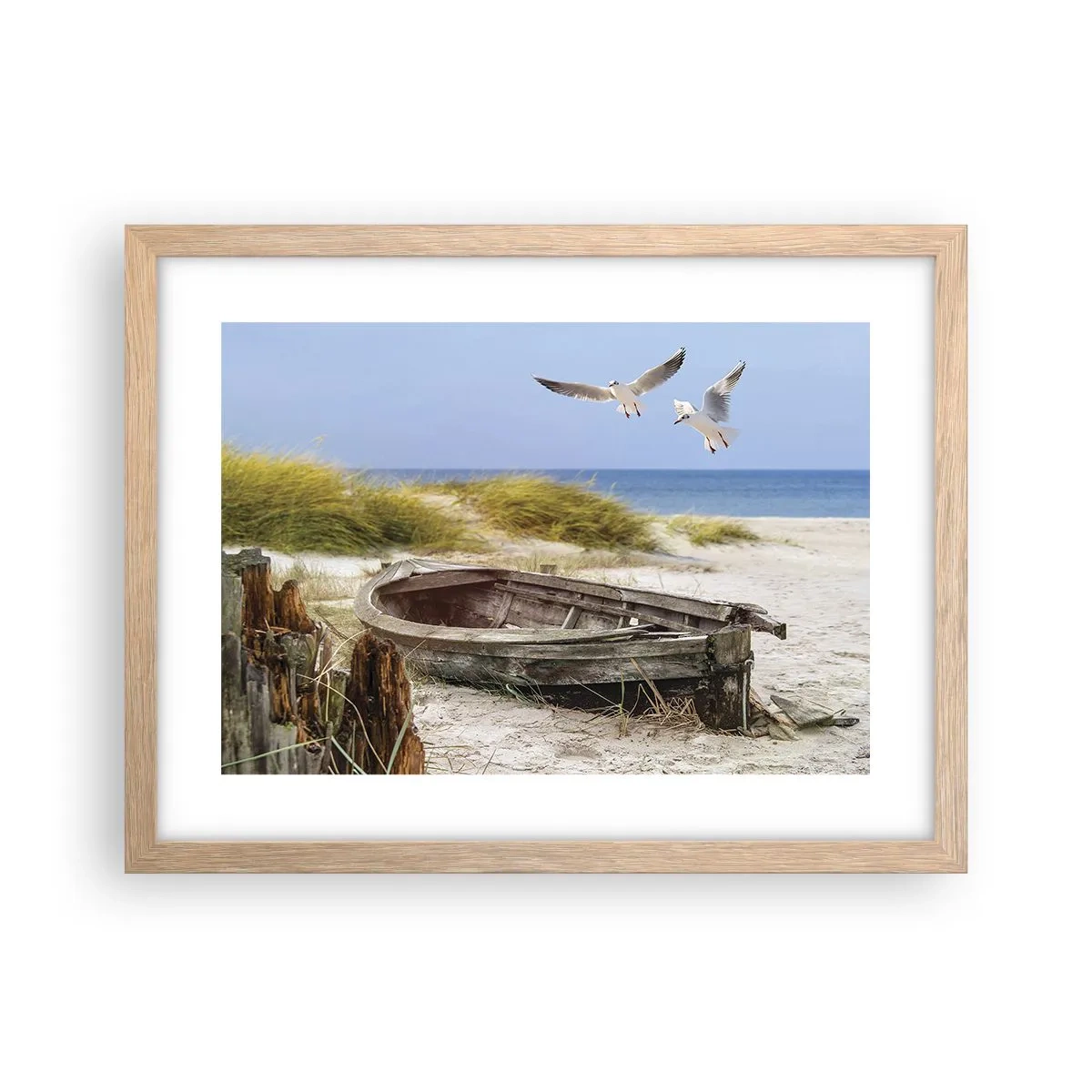 Póster en marco roble claro - Bañada por el viento - 40x30 cm