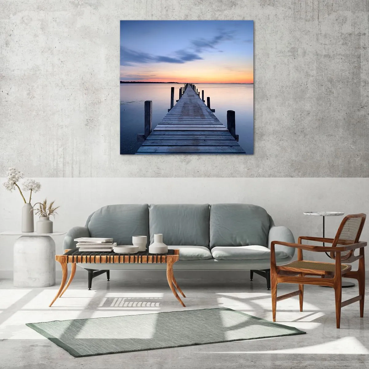 Cuadro sobre vidrio - Impresiones sobre Vidrio - La calma de un crepúsculo sereno - 70x70 cm