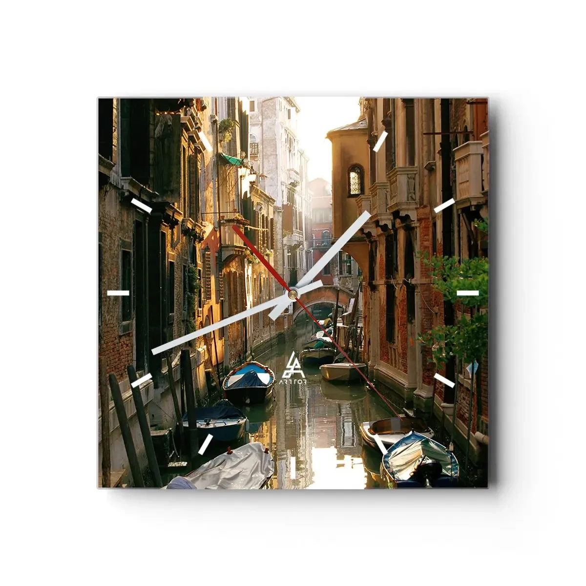 Reloj de pared - Reloj de vidrio - En un callejón veneciano - 40x40 cm