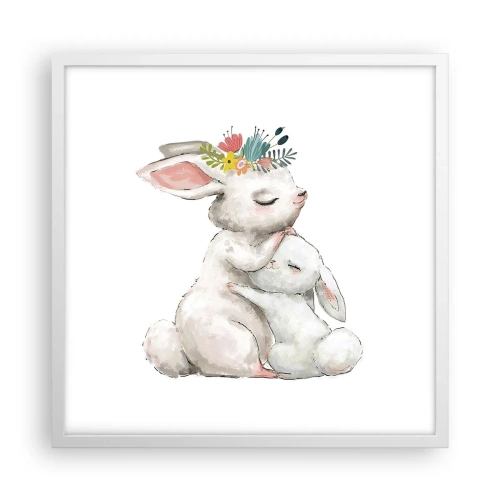 Póster en marco blanco - En ningún lugar mejor que con mamá - 50x50 cm