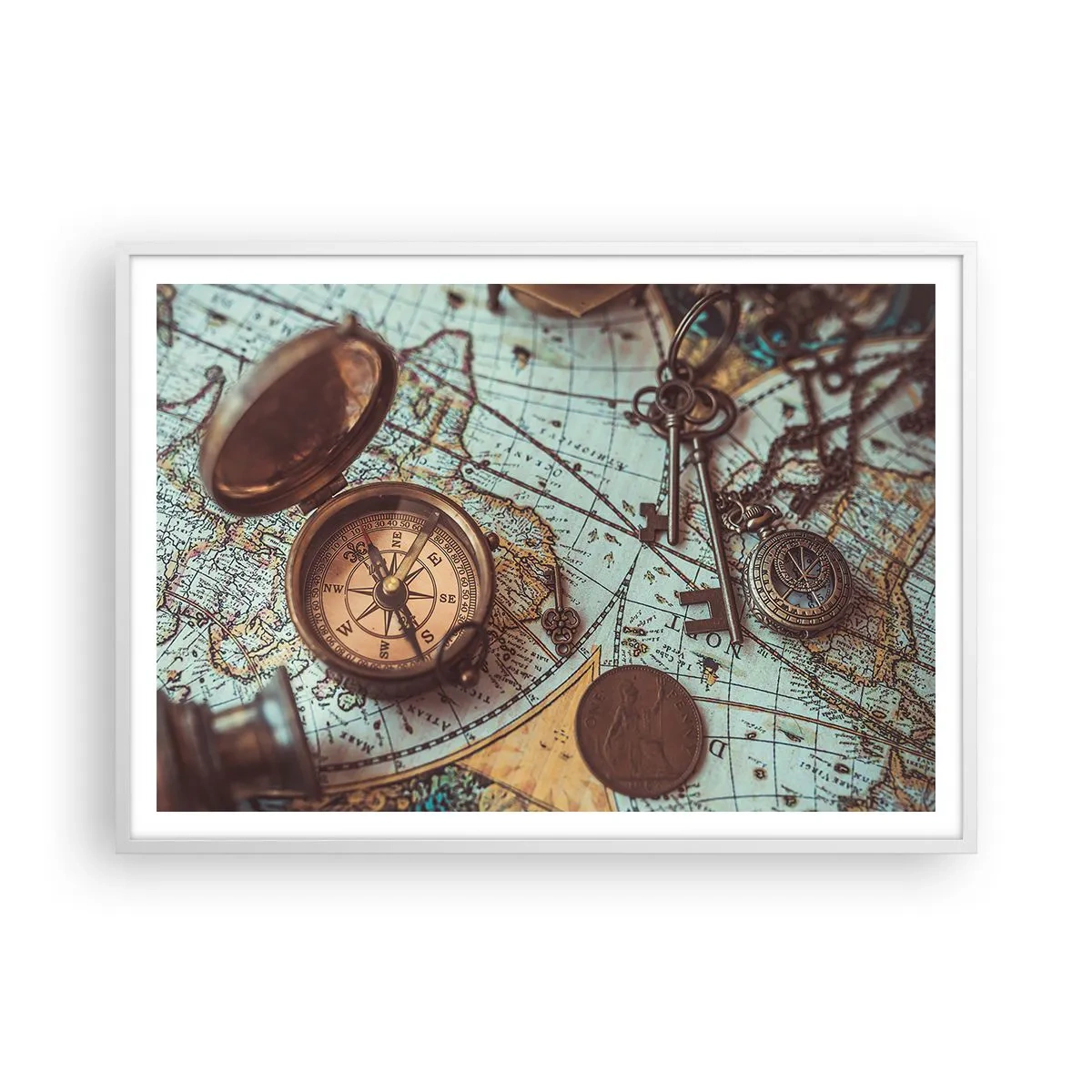 Póster en marco blanco - Para el aventurero - 100x70 cm