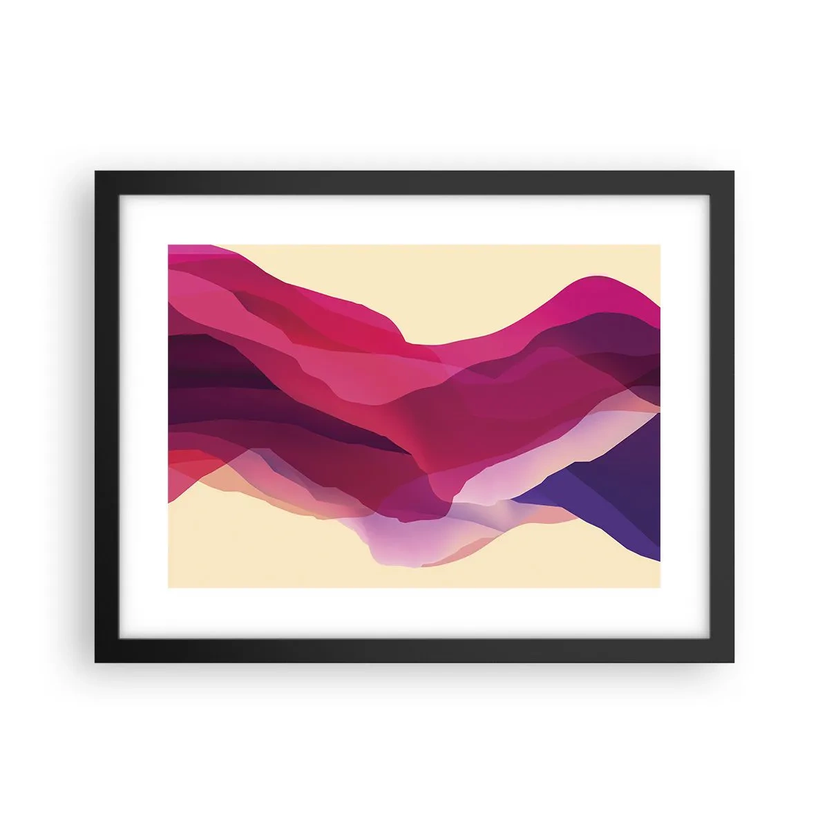 Póster en marco negro - Ondas púrpuras - 40x30 cm
