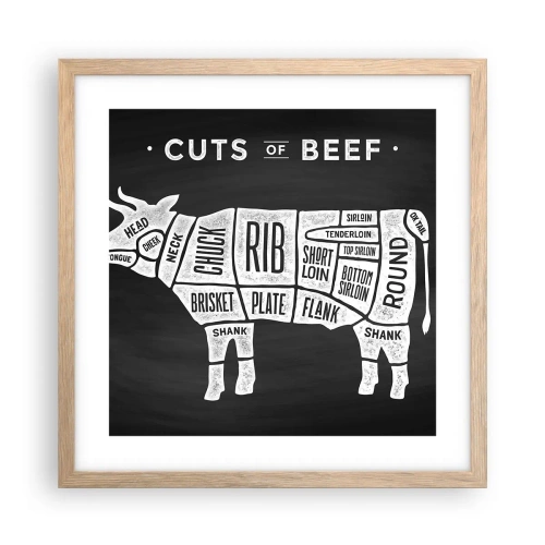 Póster en marco roble claro - Manual del carnicero - 40x40 cm