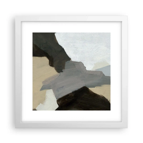 Póster en marco blanco - Abstracción: partes del gris - 30x30 cm