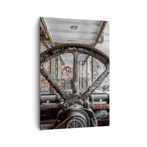 Cuadro sobre lienzo - Impresión de Imagen - Un antiguo mecanismo en un interior industrial abandonado. - 70x100cm - La vida secreta de una fábrica - Decoración de pared moderna para salón y dormitorio ARTTOR