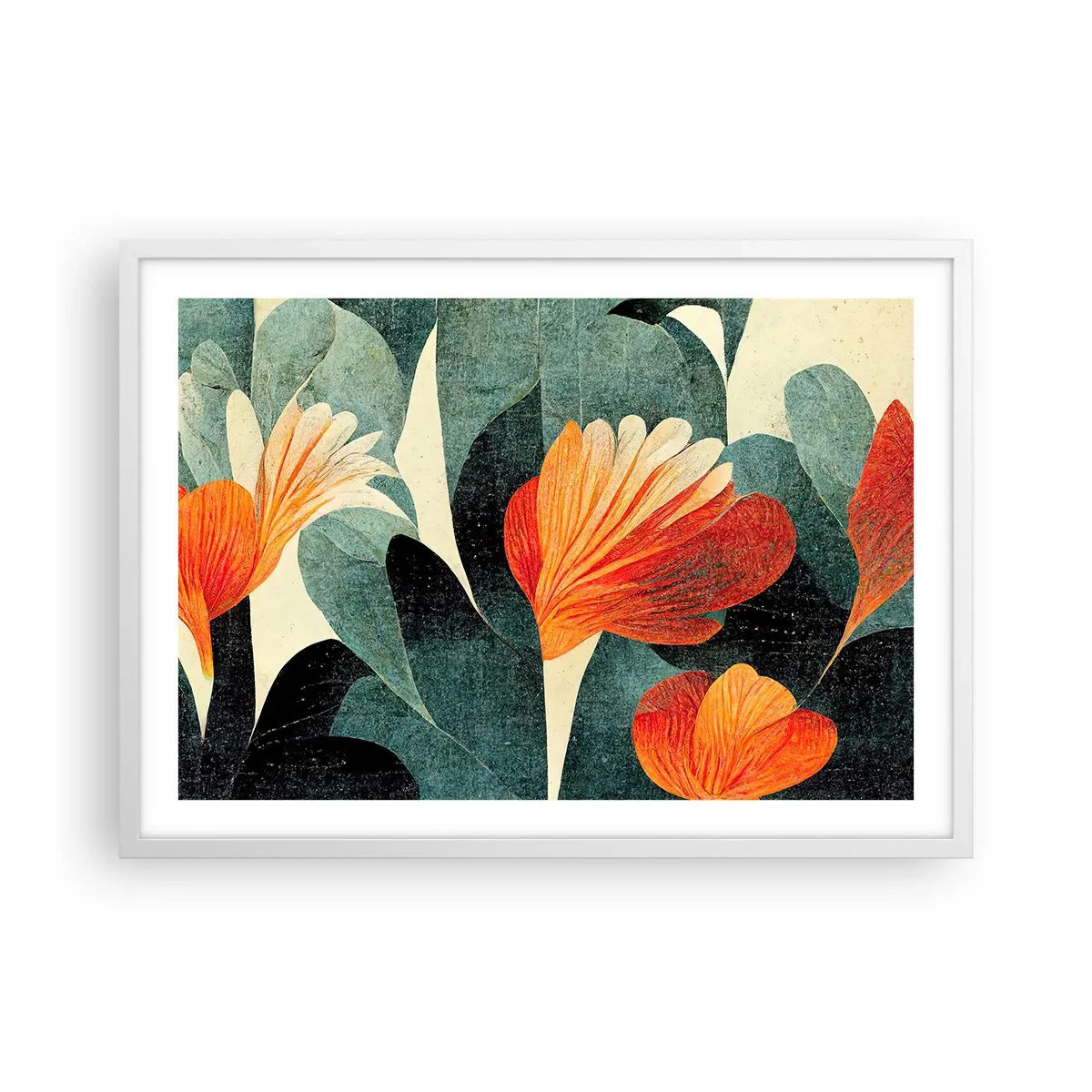 Póster en marco blanco - El calor del trópico y el frescor del verdor - 70x50 cm