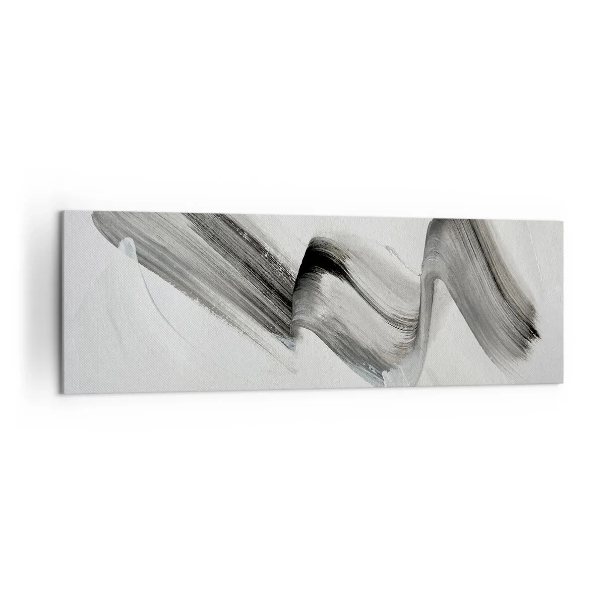 Cuadro sobre lienzo - Impresión de Imagen - Pincelada abstracta en blanco y negro sobre un fondo claro - 160x50cm - Solo por diversión - Decoración de pared moderna para salón y dormitorio ARTTOR