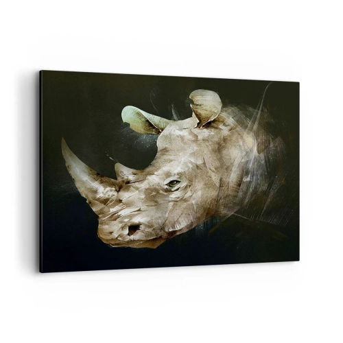 Cuadro sobre lienzo - Impresión de Imagen - Retrato de un rinoceronte en forma artística - 100x70cm - La verdadera fuerza - Decoración de pared moderna para salón y dormitorio ARTTOR