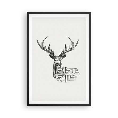 Póster en marco negro - Ciervo en estilo cubista - 61x91 cm
