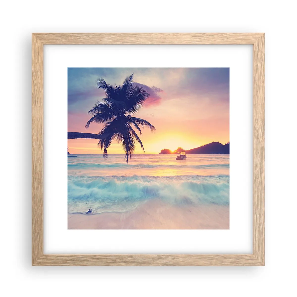 Póster en marco roble claro - Atardecer en la bahía - 30x30 cm
