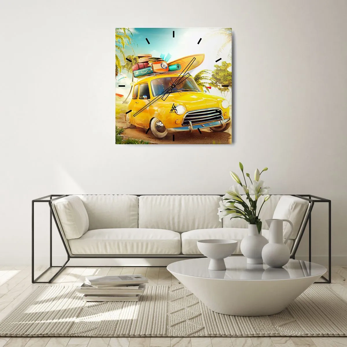 Reloj de pared - Reloj de vidrio - Un viaje para más de una sonrisa - 40x40 cm