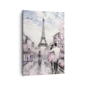 Cuadro sobre lienzo - Impresión de Imagen - Un paseo romántico por París junto a la Torre Eiffel - 50x70cm - La ciudad del amor - Decoración de pared moderna para salón y dormitorio ARTTOR