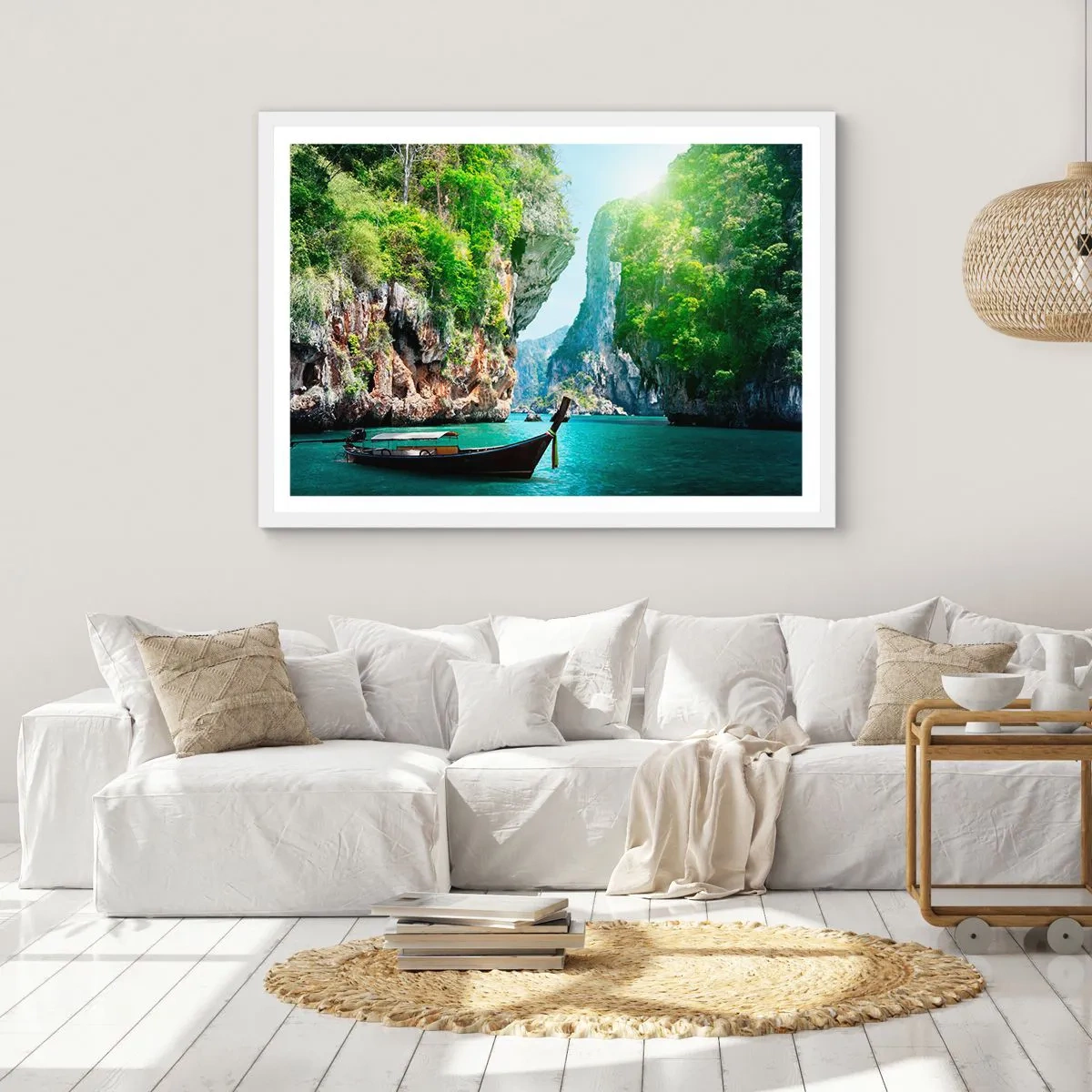 Póster en marco blanco - Una invitación a un viaje exótico - 50x40 cm