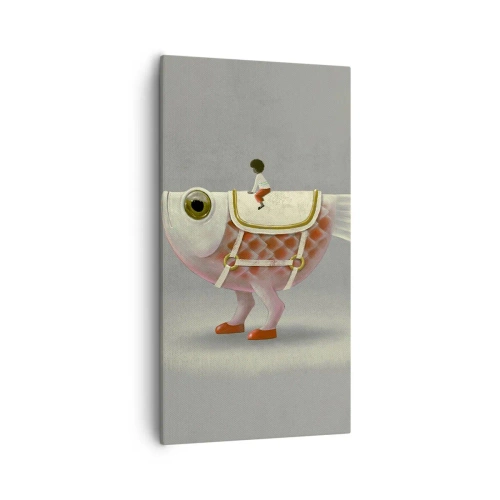 Cuadro sobre lienzo - Impresión de Imagen - Jinete del pescado - 55x100 cm