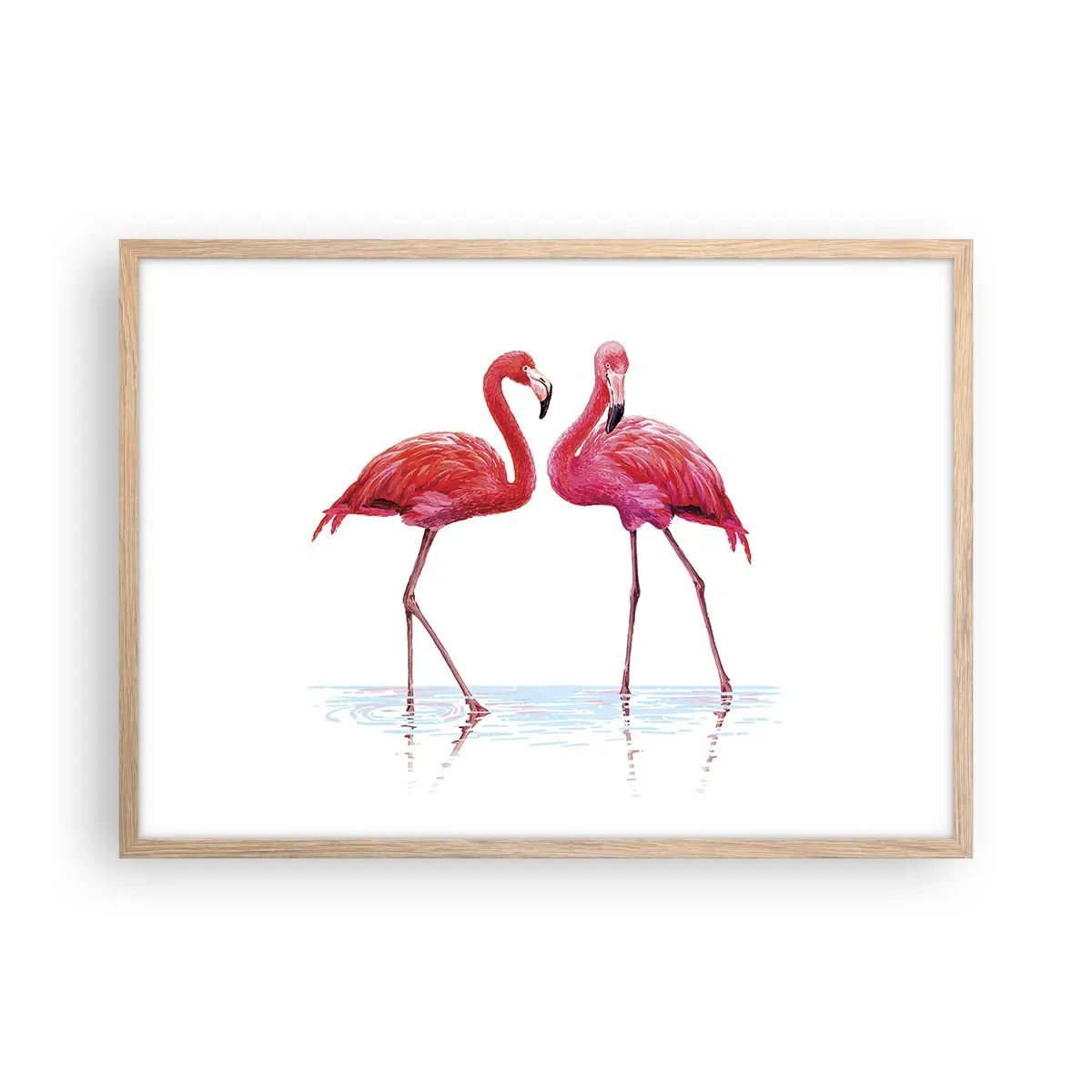 Póster en marco roble claro - Cita rosada - 70x50 cm