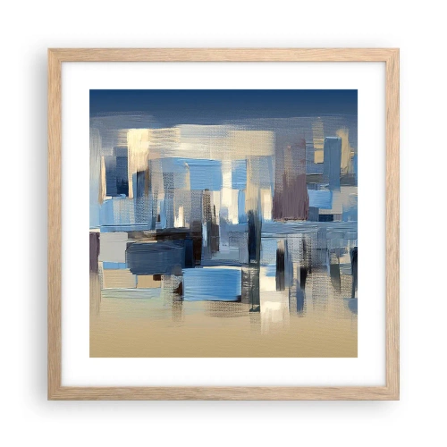Póster en marco roble claro - Construcción azul - 40x40 cm