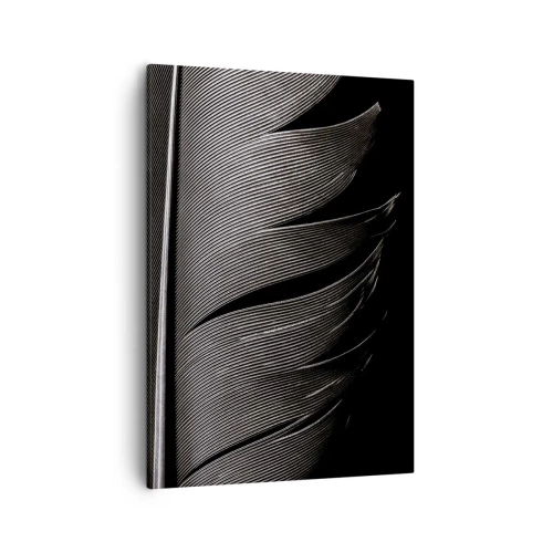 Cuadro sobre lienzo - Impresión de Imagen - Textura de plumas en blanco y negro en un estilo minimalista. - 50x70cm - Pluma - una construcción maravillosa - Decoración de pared moderna para salón y dormitorio ARTTOR