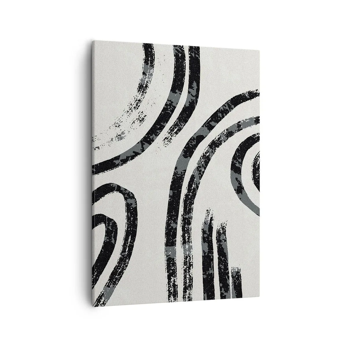 Cuadro sobre lienzo - Impresión de Imagen - Líneas abstractas en blanco y negro sobre un fondo claro - 50x70cm - A medias - Decoración de pared moderna para salón y dormitorio ARTTOR