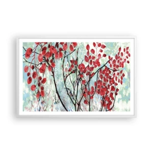 Póster en marco blanco - Un árbol en escarlata - 91x61 cm
