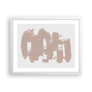 Póster en marco blanco - Abstracción en rosa suave - 50x40 cm