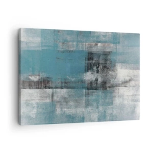 Cuadro sobre lienzo - Impresión de Imagen - Una composición abstracta en tonos azules con textura y capas. - 70x50cm - Agua y aire - Decoración de pared moderna para salón y dormitorio ARTTOR