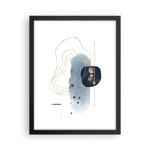 Póster en marco negro - Fantasía azul y oro - 30x40 cm