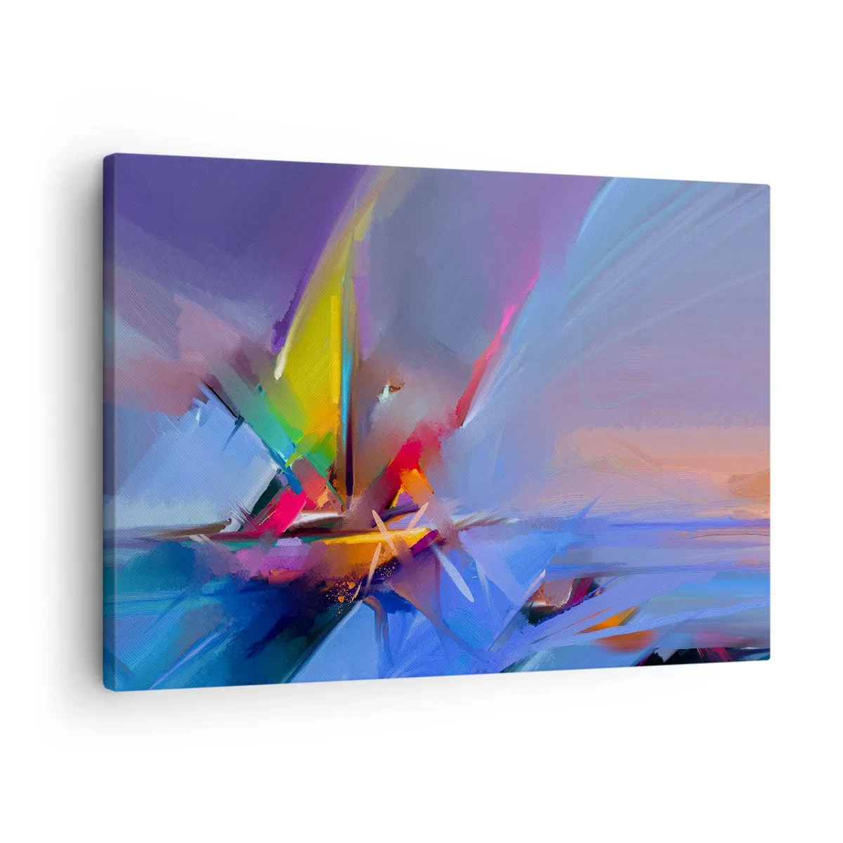 Cuadro sobre lienzo - Impresión de Imagen - Composición abstracta con colores intensos. - 70x50cm - Como un pájaro - Decoración de pared moderna para salón y dormitorio ARTTOR
