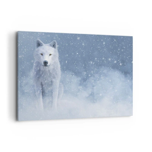 Cuadro sobre lienzo - Impresión de Imagen - Lobo blanco en un paisaje nevado - 100x70cm - El espíritu del invierno - Decoración de pared moderna para salón y dormitorio ARTTOR